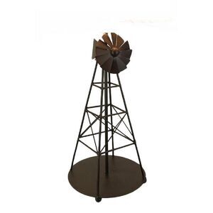 Industrial Farmhouse Rustic Brown Windmill Metal Table Lamp